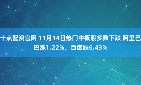 十点配资官网 11月14日热门中概股多数下跌 阿里巴巴涨1.22%，百度跌6.43%